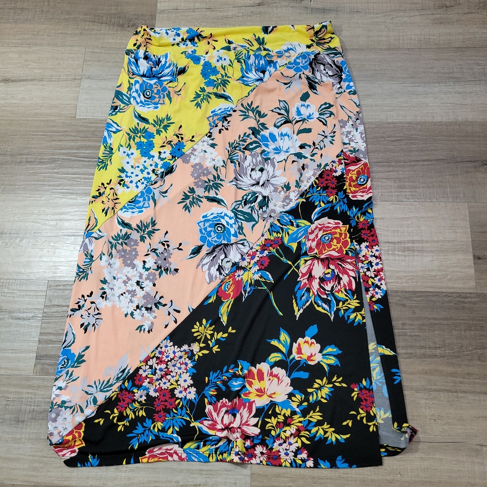 Coco Bianco Asymmetrical Floral Skirt - Yellow, Pink, Black